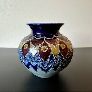 French Salt Glaze Betschdorf Stoneware Vase Alsace 4” Signed Fortuné Schmitter